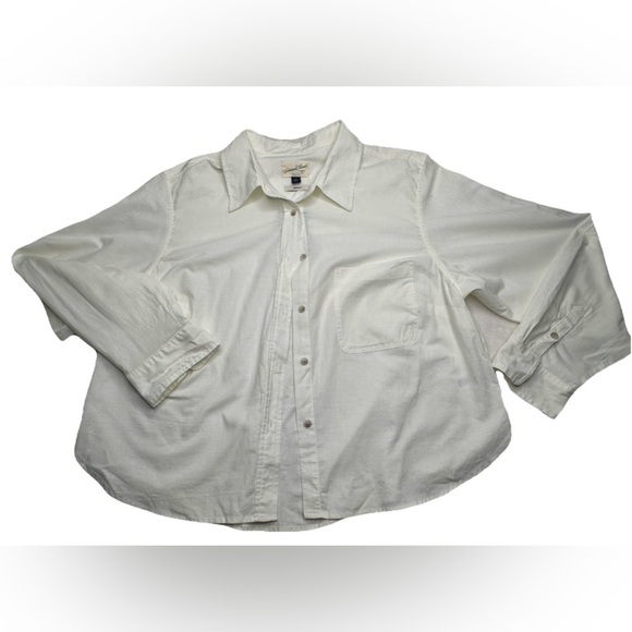 Women's Long Sleeve Button Down Cropped Shirt  Universal Thread White Size XXL - Picture 1 of 6